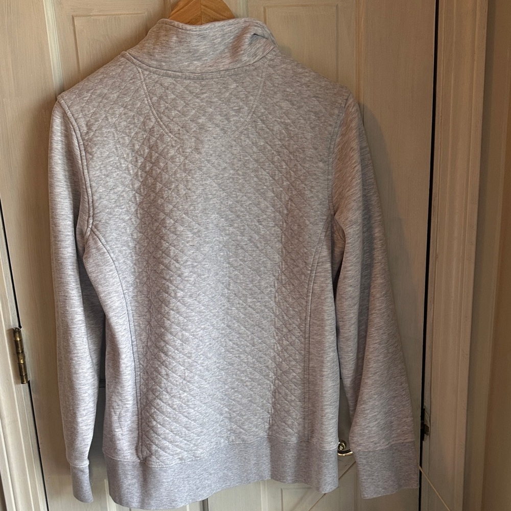 L.L. Bean Women's Quilted Quarter-Zip Pullover_Size M_light heather gray - Picture 10 of 10